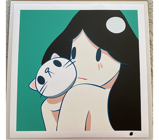 【新品】ブルー 天野タケル Venus and Cat Print60x60cm販売元