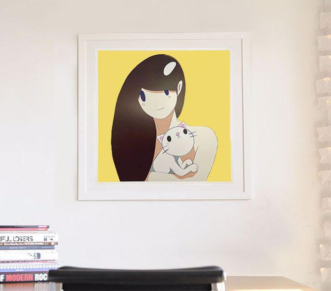 【新品】ブルー 天野タケル Venus and Cat Print60x60cm販売元